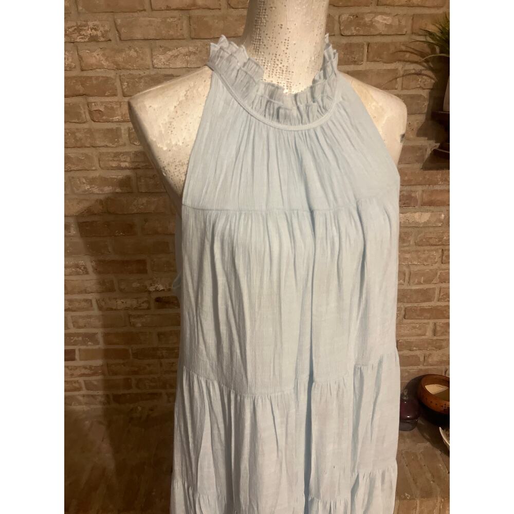 💜 Pastel blue ribbed and lined tiered maxi dress! Sz XL - Picture 2 of 9